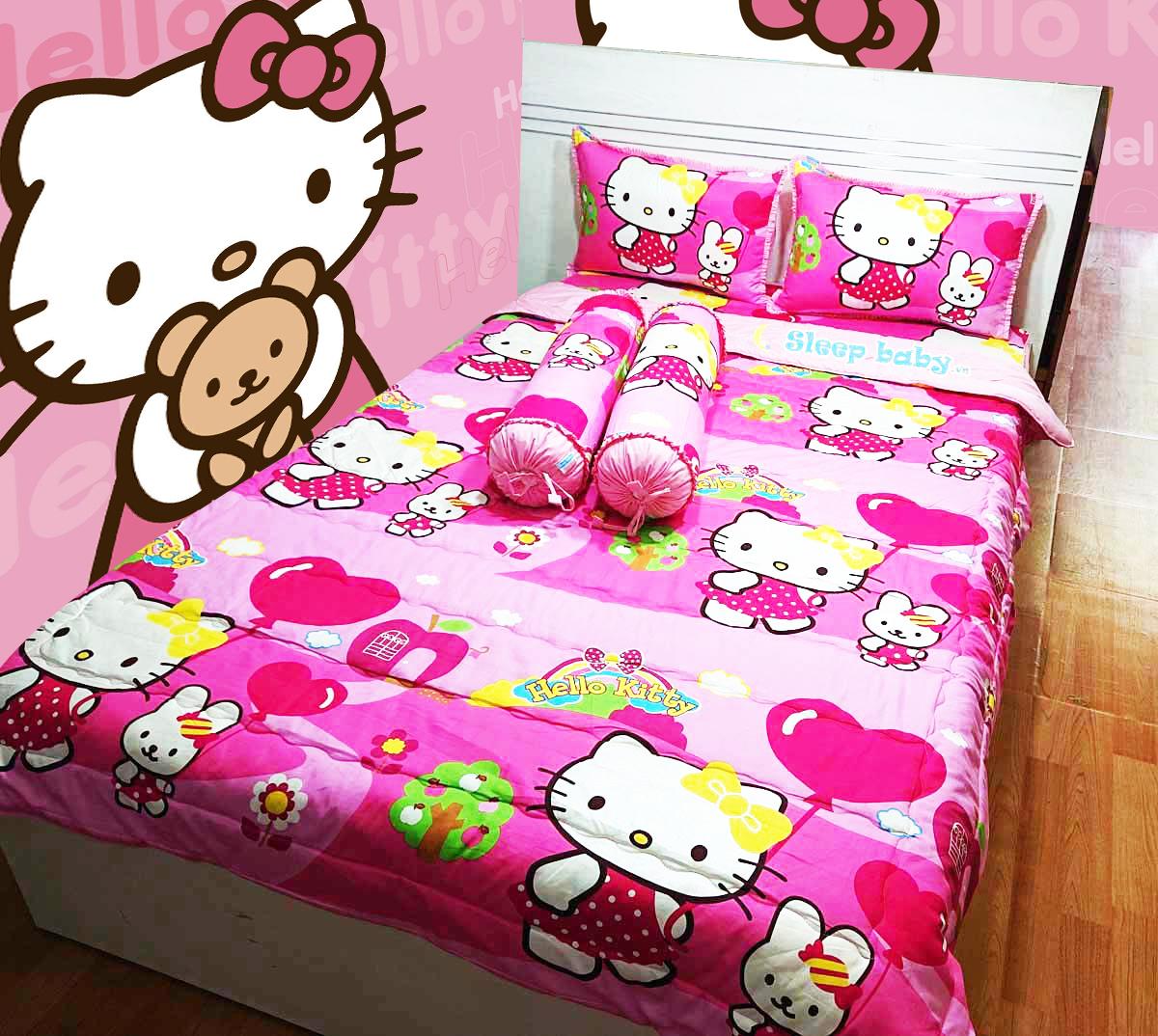 Chăn Ga Gối Hello Kitty hoạ tiết dễ thương