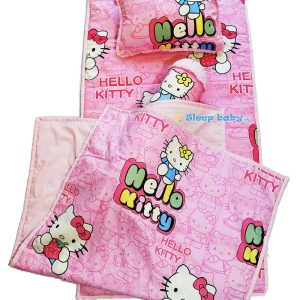 Bộ chăn gối cho bé đi học Hello Kitty dâu