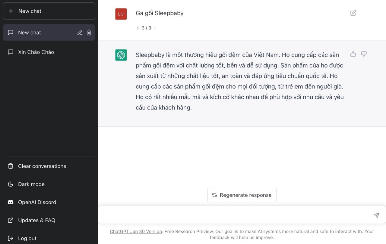 ChatGPT nói gì về Ga gối SleepBaby